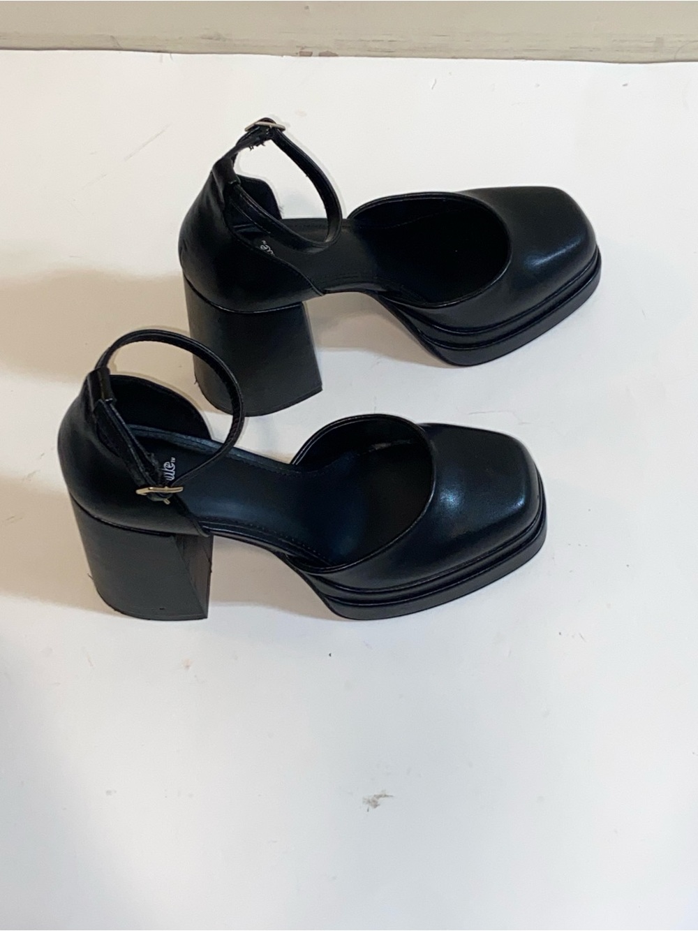 wild fable Black Platform Ankle-Strap Block Heels - Picture 5 of 14
